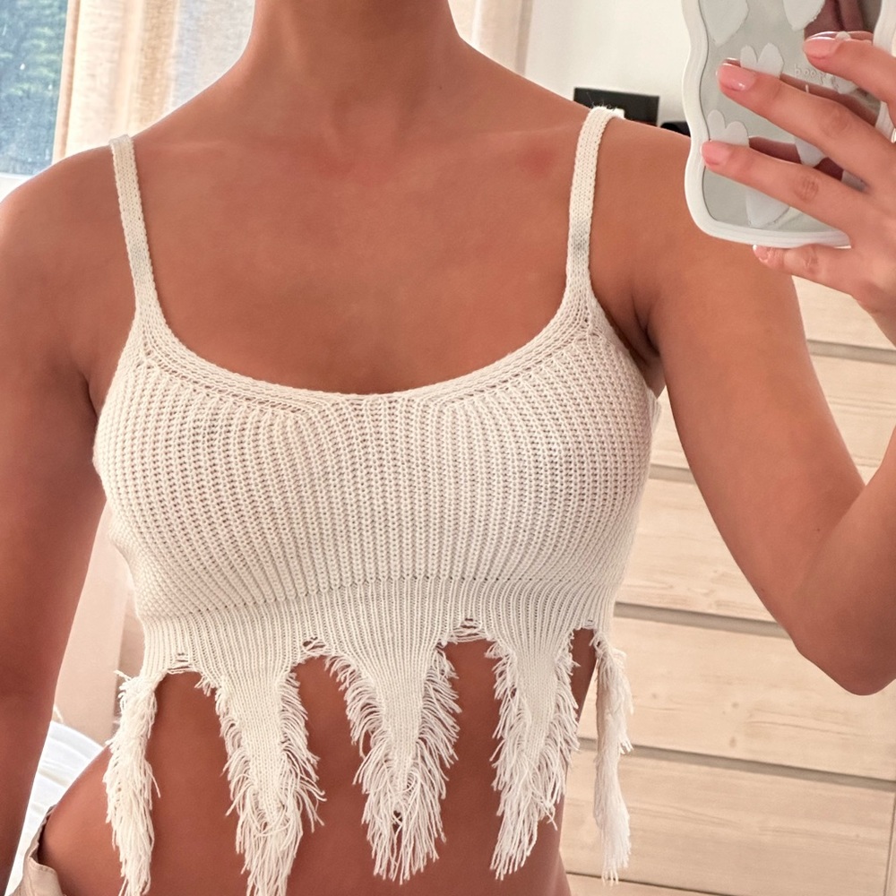 Knit white crop top